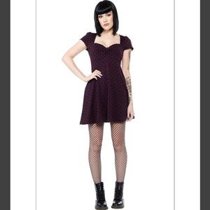 Sourpuss POLKA DOT VIXEN DRESS IN PURPLE